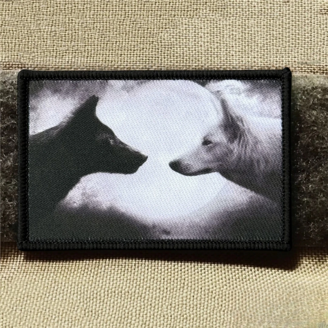 Parche de insignia de moral de dos lobos, brazalete táctico, parches de gancho y bucle impresos para ropa, accesorios de mochila militar, pegatinas - imagen 2