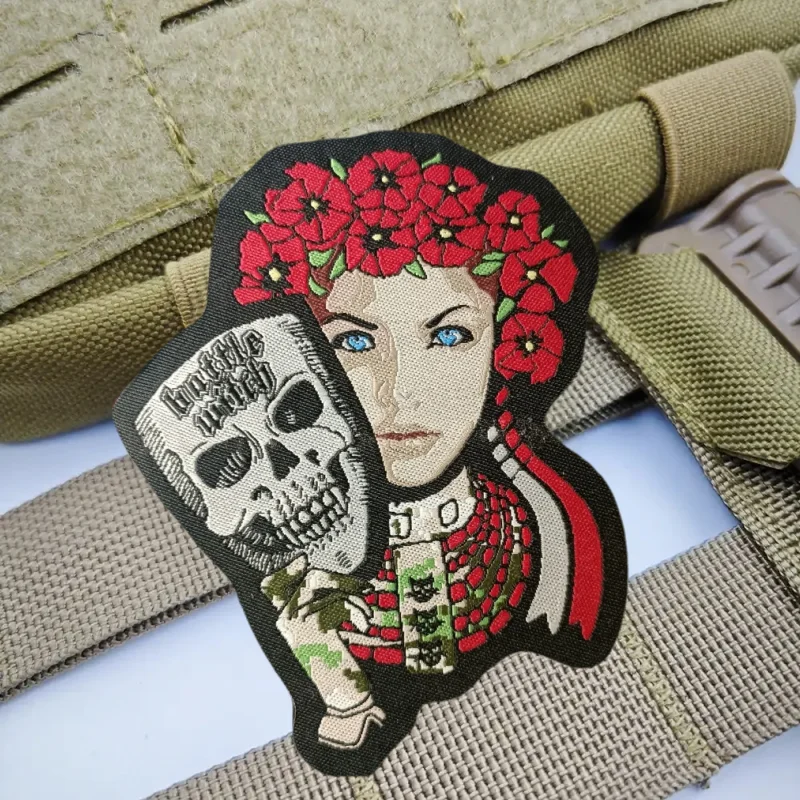 Parche con estampado de bruja de batalla para niña, chaleco táctico con gancho y bucle, insignia de moral, mochila, pegatinas decorativas, parches para brazalete para ropa - imagen 4