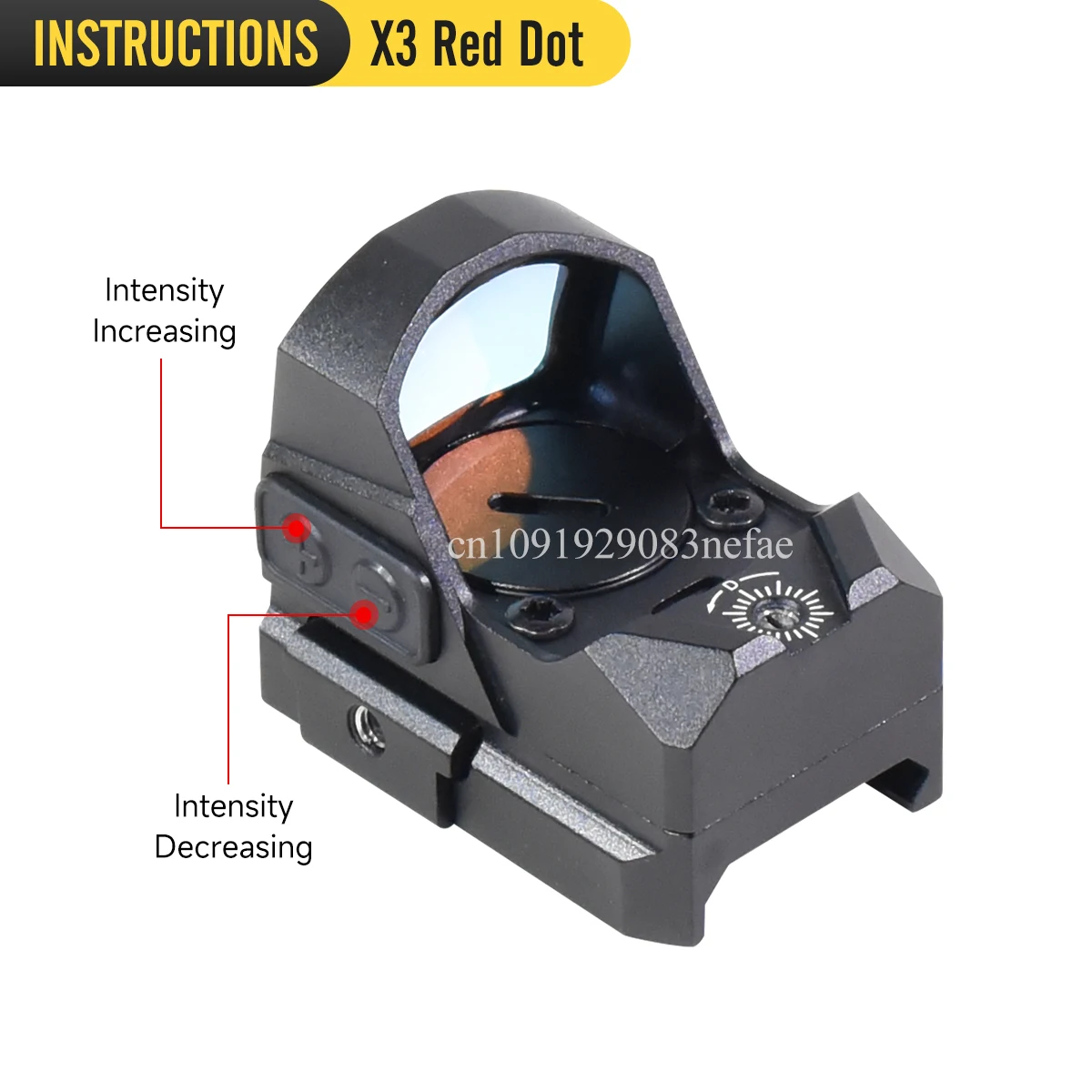 Óptica táctica X3 PRO 3 MOA, punto rojo compacto, mira, agitar despierto, impermeable, a prueba de golpes, parallax, ajuste libre, soporte de Base para pistola y Rifle - imagen 3