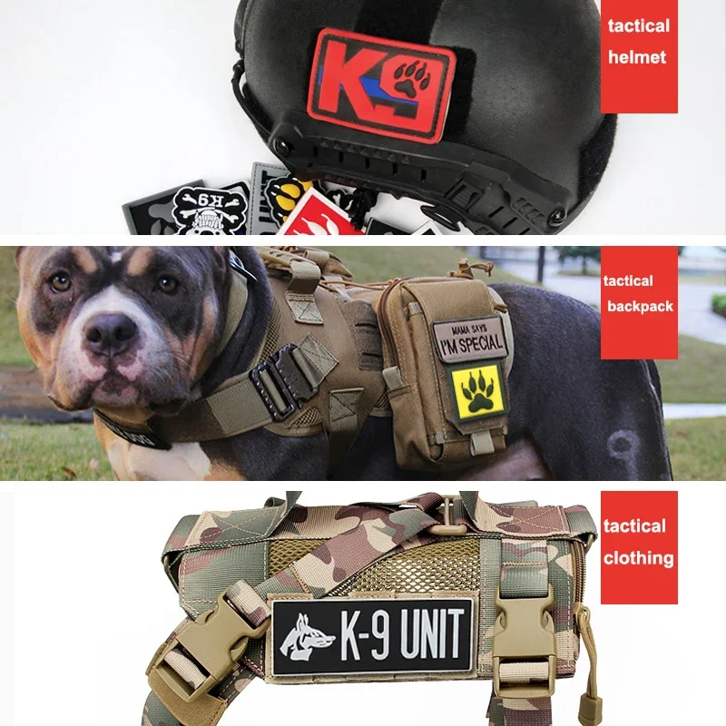 Parches 3D K9 de PVC, servicio de rescate, perro militar, parche de gancho y bucle, insignia, accesorio táctico luminoso, brazalete reflectante - imagen 5