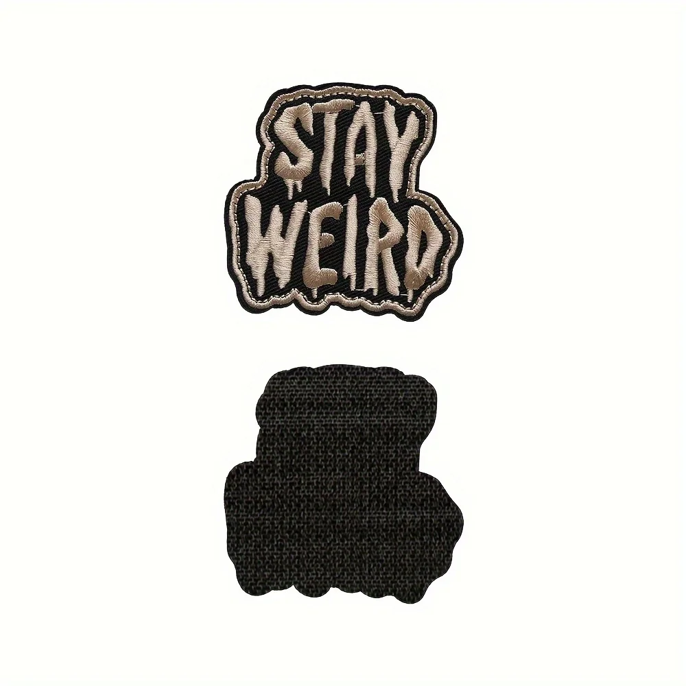 1pc STAY WEIRD divertido parche de Meme Velcros gancho y bucle militar-patch de sujeción bordado táctico moral para mochila Molle DIY - imagen 3