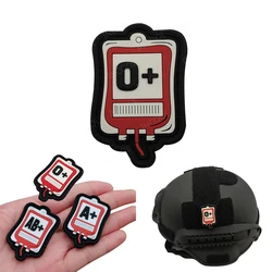 Parches de goma de PVC 3D tipo sangre Postive A + B + O + AB +, parche trasero con gancho bonito de rescate en forma de bolsa para camisa, ropa, gorra, mochila