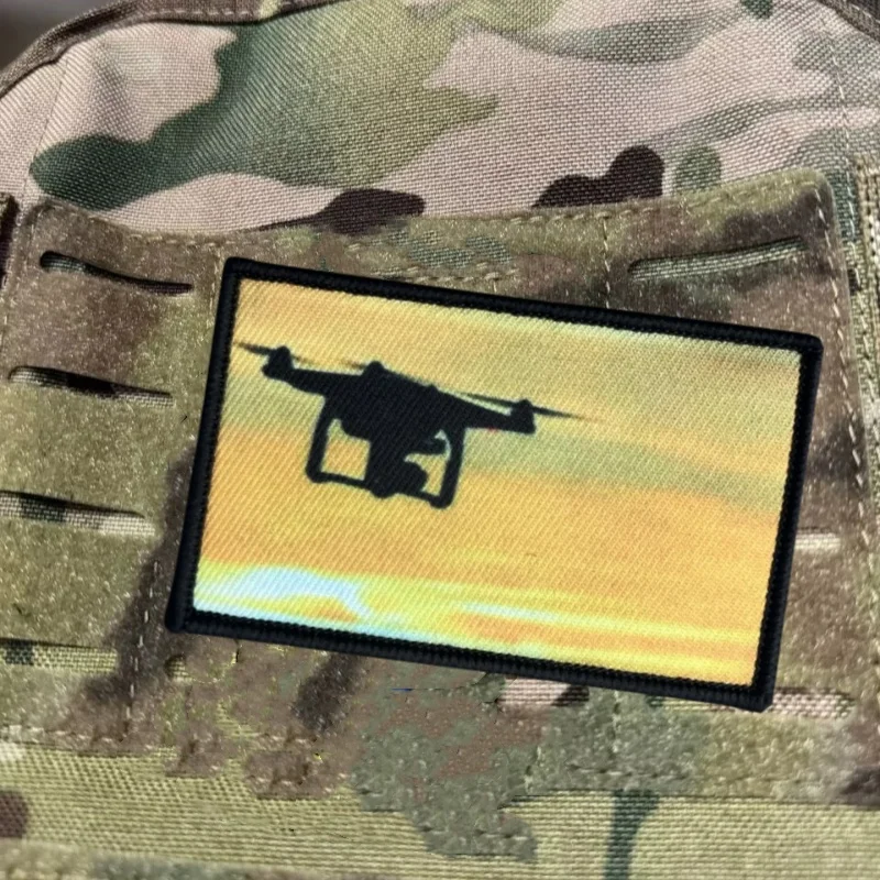 Parche táctico con estampado de UAV para ropa, insignia de moral, parche militar con gancho, accesorios para mochila, pegatinas - imagen 4