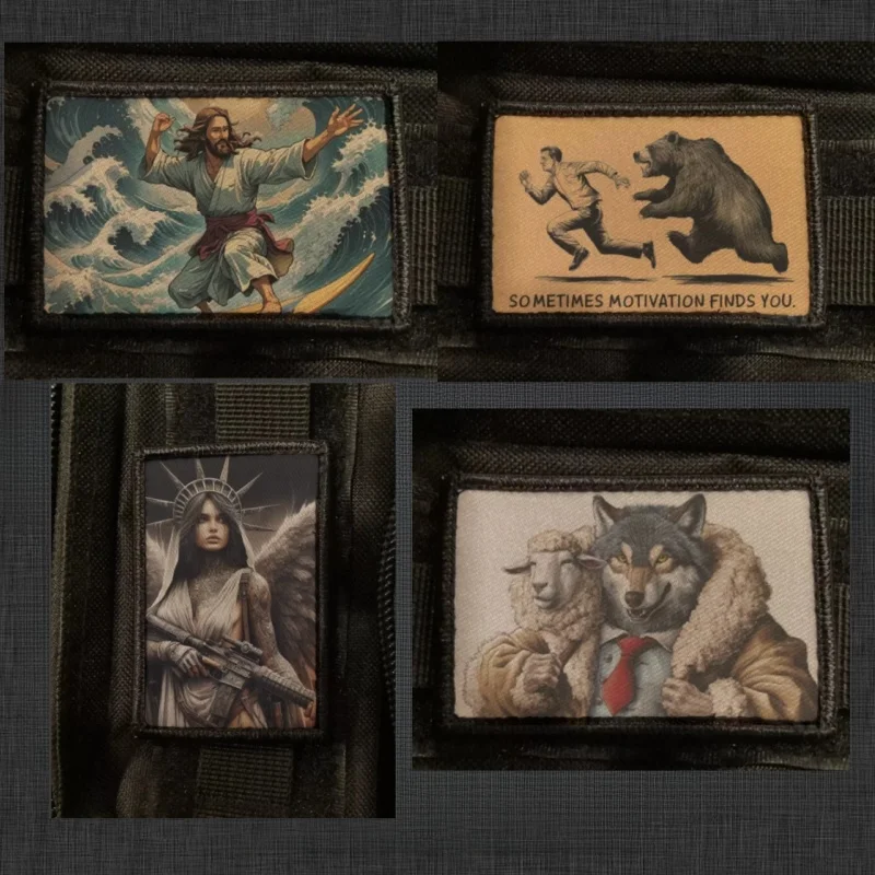 Cuatro fotos diferentes de personas y animales