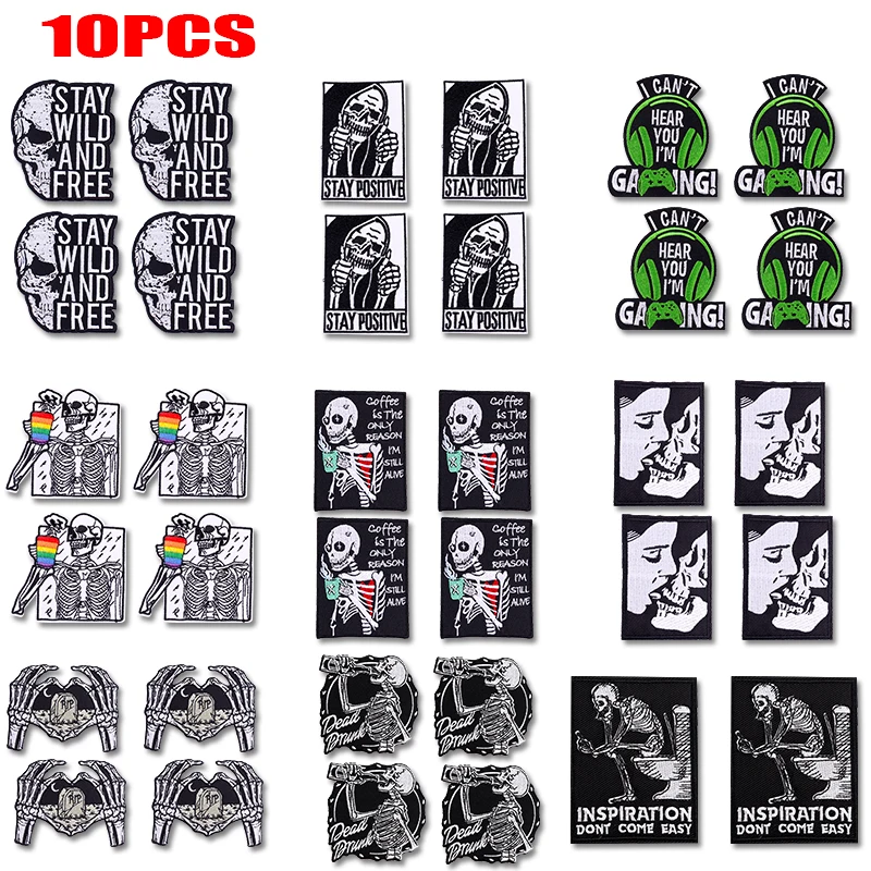 Parche termoadhesivo bordado calavera punk terror para chaquetas