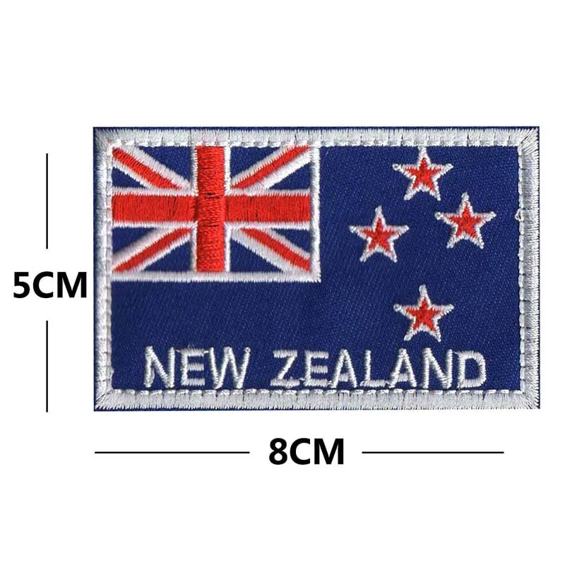 Bandera de Nueva Zelanda, bandera de helecho plateado, embleem, apliques de tela, parche bordado con gancho y bucle, insignias tácticas pegatinas en mochila - imagen 4