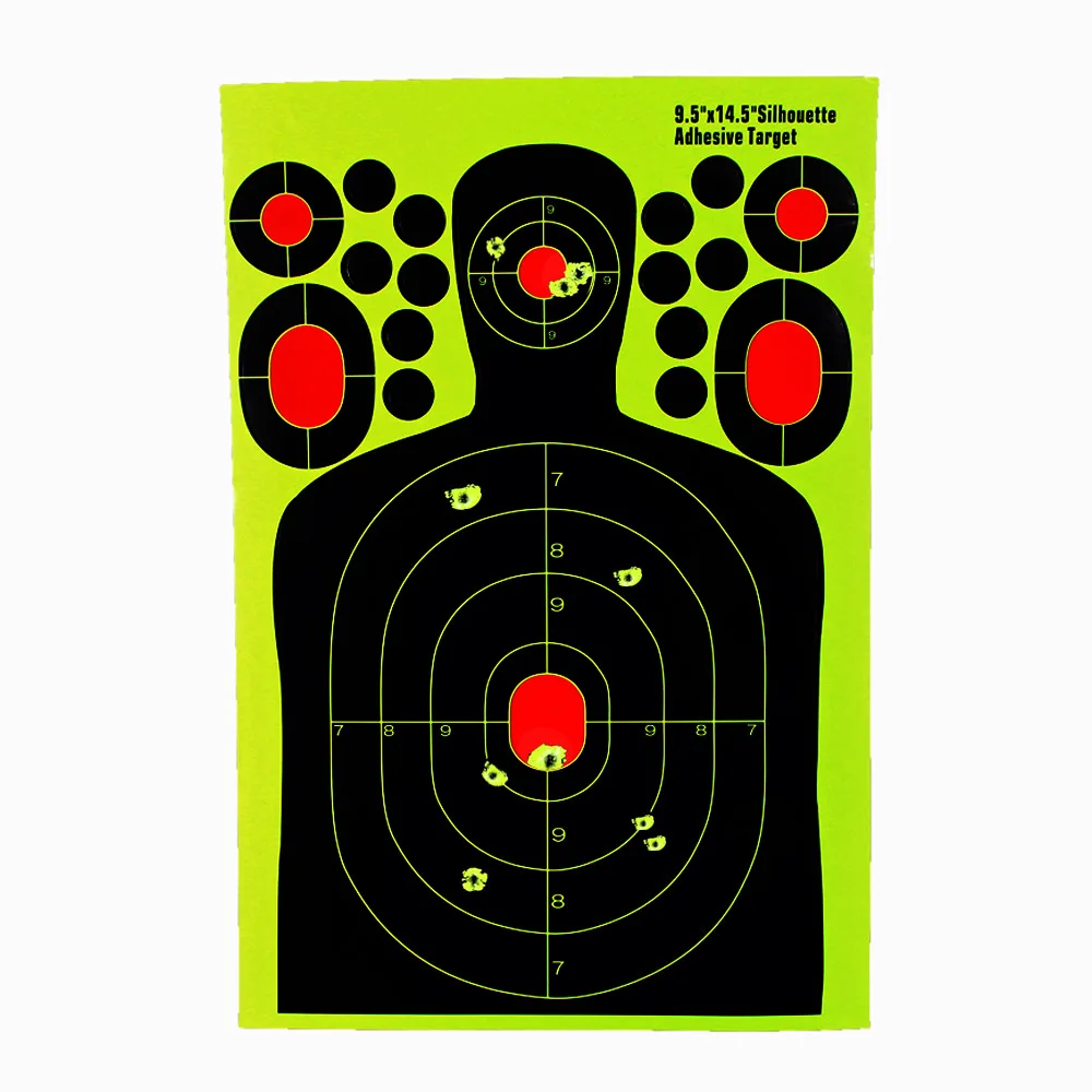 Silueta de tiro fluorescente autoadhesiva – Entrenamiento puntería - imagen 2