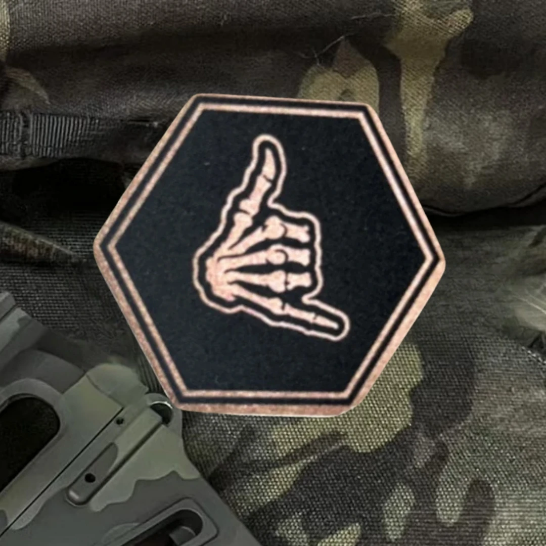 Parche con insignia de moral divertida con dedos de esqueleto, emblema militar, gancho y bucle impreso táctico, pegatinas para mochila y ropa - imagen 4