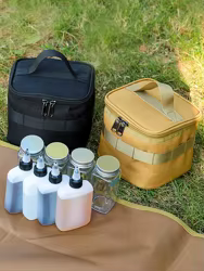 Kosibate-bolsas para botellas de condimentos para acampar al aire libre, bolsa de almacenamiento portátil para Picnic, barbacoa, tarro de especias (solo Bolsa)