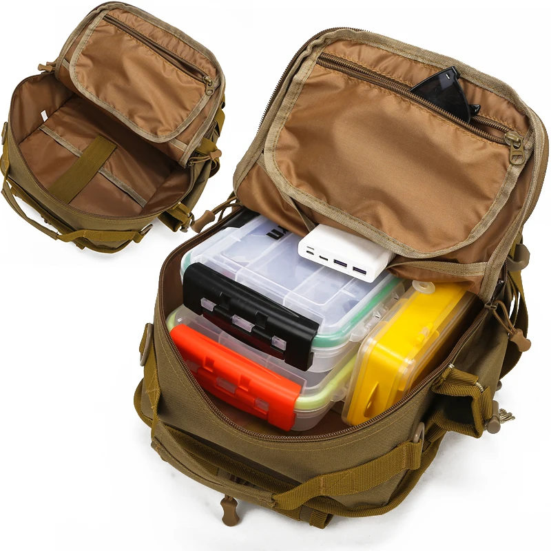 Mochila táctica de pesca con soportes para cañas, bolsa de pecho, accesorios para cajas de peces, bolsa deportiva de gran capacidad para senderismo y escalada al aire libre - imagen 4