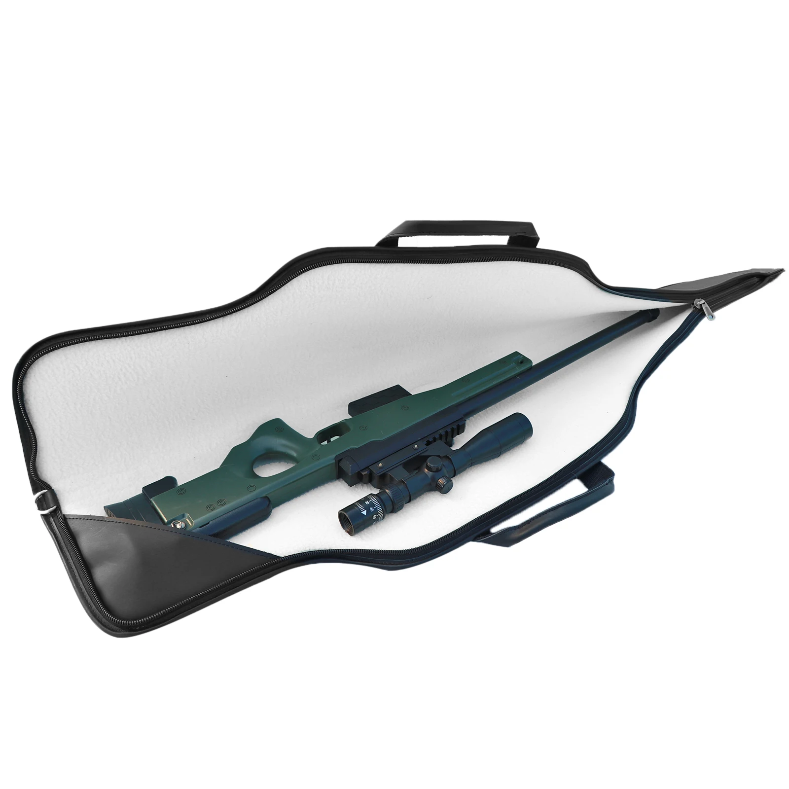 Tourbon-Funda de cuero genuino para Rifle, alcance óptico suave con bolsa acolchada, accesorios de caza y tiro, 128CM, color negro - imagen 5