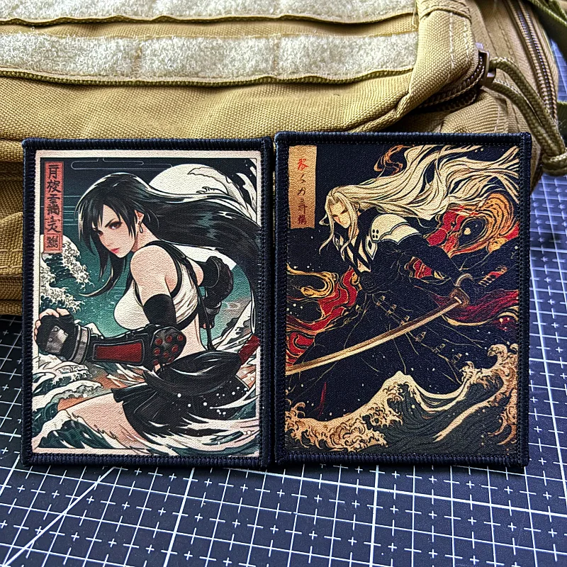 Personajes de Anime japonés calavera soldado parche táctico personaje del juego insignia de moral gancho y bucle brazalete pegatina