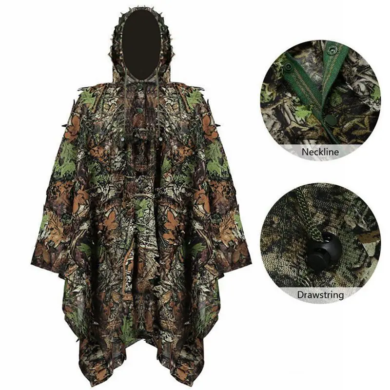Traje Ghillie para exteriores para hombre y mujer, ropa de camuflaje, traje de jungla, ropa de hojas de entrenamiento CS, traje de caza, pantalones, chaqueta con capucha - imagen 5