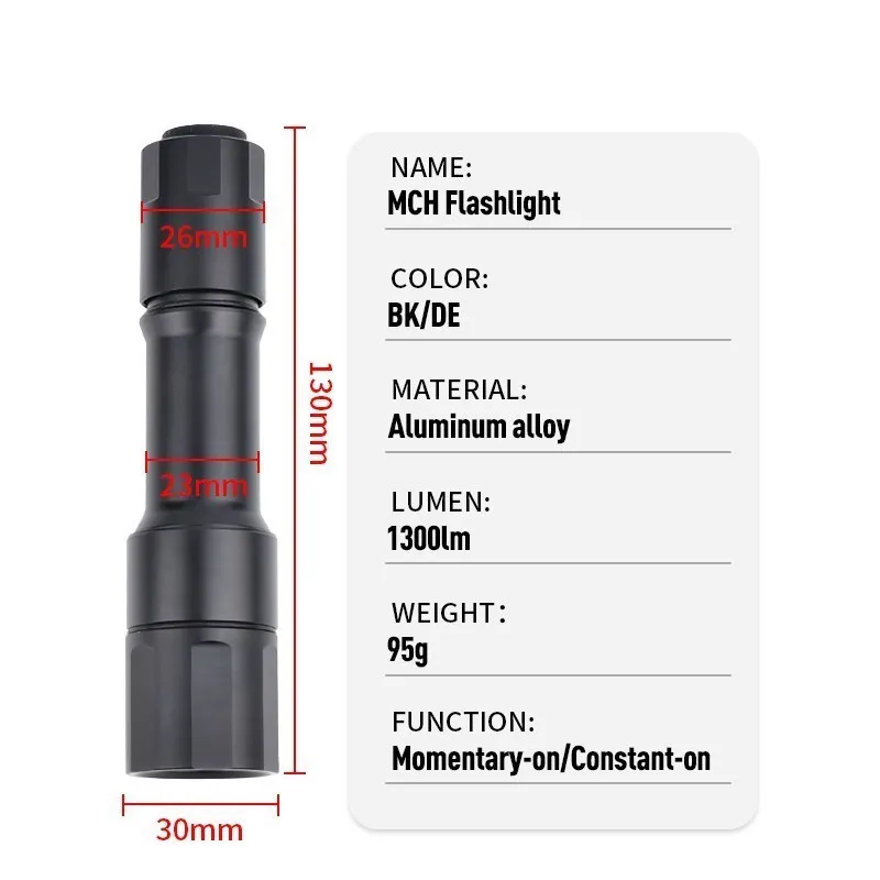 WADSN-Casco táctico Scout Weapon Light, lámpara LED blanca de mano para casco táctico, montaje rápido, accesorio de caza, 1300 lúmenes - imagen 5