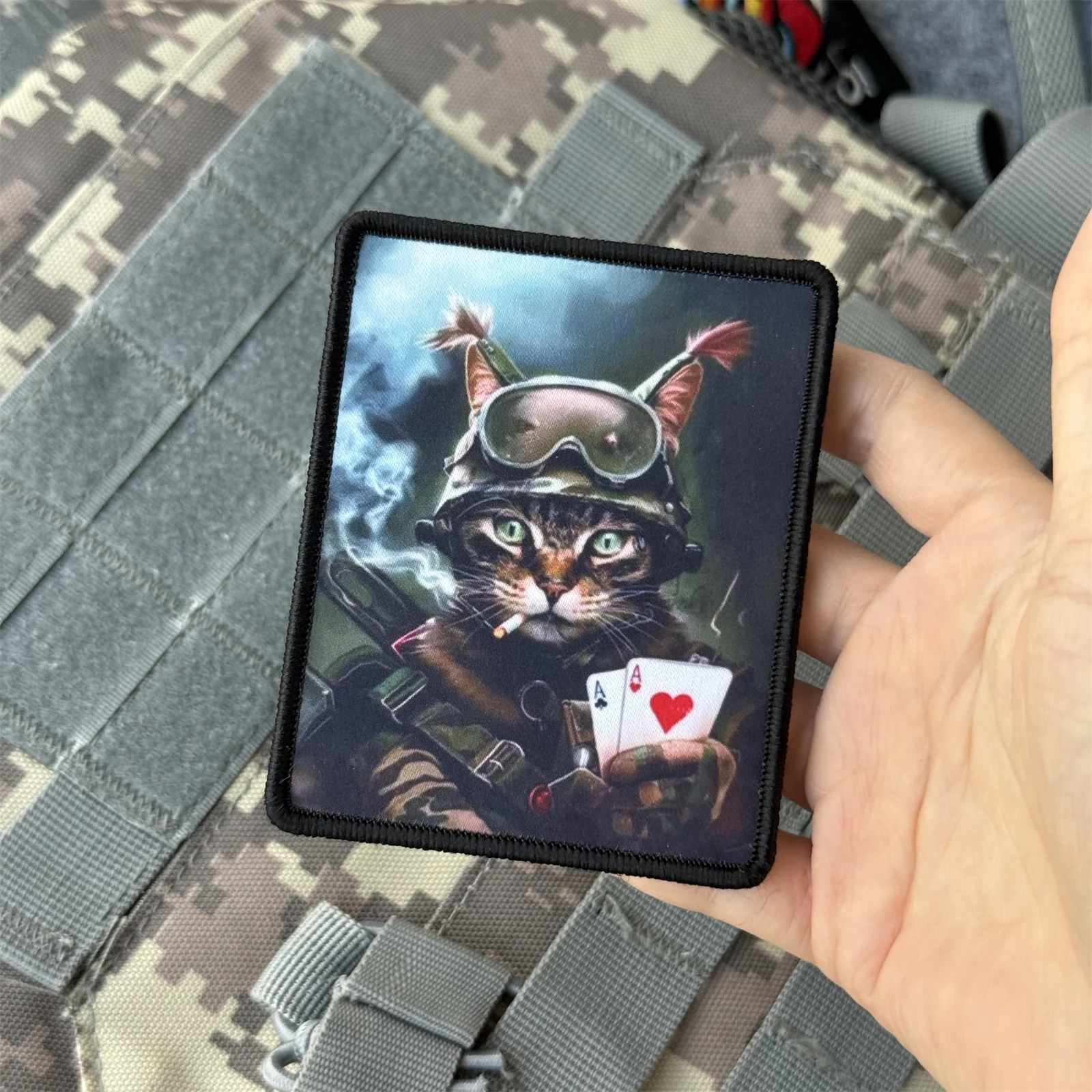 Parche táctico de gato Chevron, insignia de moral militar, tarjeta Ace, parches de gancho y bucle impresos para ropa, pegatina para mochila del ejército - imagen 3