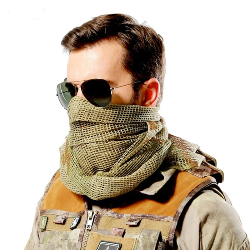 Bufanda de camuflaje para exteriores, bufanda transpirable de malla táctica, velo facial de francotirador, Camo Airsoft, caza, ciclismo, senderismo, pañuelo, máscara - imagen 3