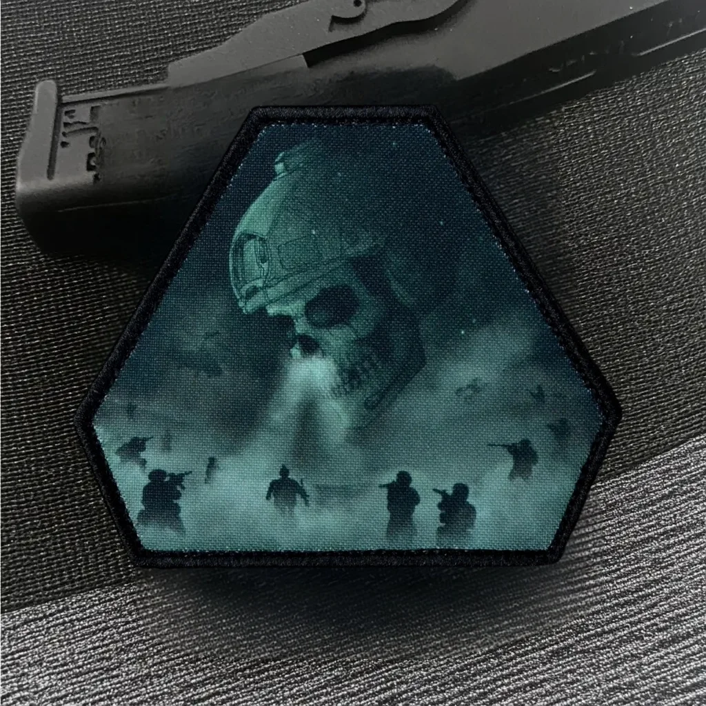 Parche de insignia de moral de calavera táctica, brazalete de Chevron ruso, gancho y bucle, soldado de Calavera, accesorios de mochila al aire libre, pegatinas - imagen 4