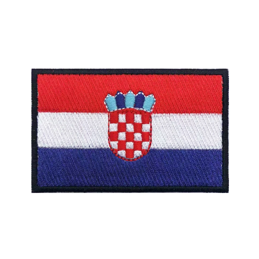 Parches de bandera croata de Croacia, brazalete, parche bordado, gancho y bucle, insignia bordada con hierro, raya militar