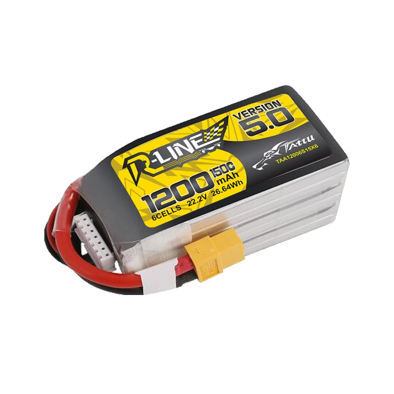 Batería LIPO TATTU R-LINE 5,0 150C 1200/1400mAh 22,2 V para helicóptero RC Quadcopter Dron de carreras con visión en primera persona piezas 6S batería de Drones - imagen 3
