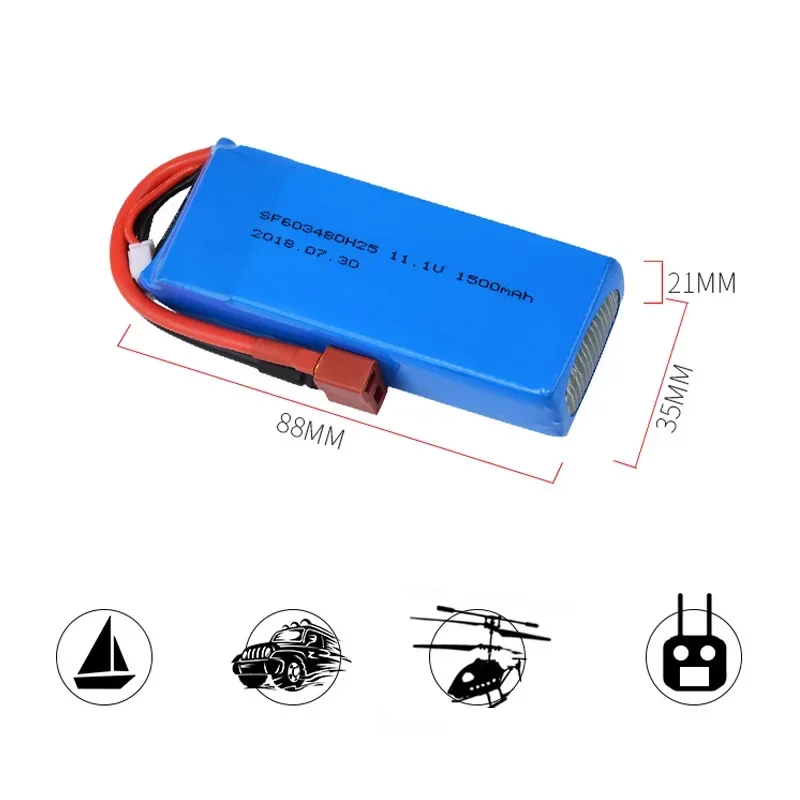 Batería Lipo recargable 3S 11,1 V 1500mAh 25C enchufe T con cargador para WLtoys V950 Helicóptero De Control Remoto juguetes coches avión - imagen 5