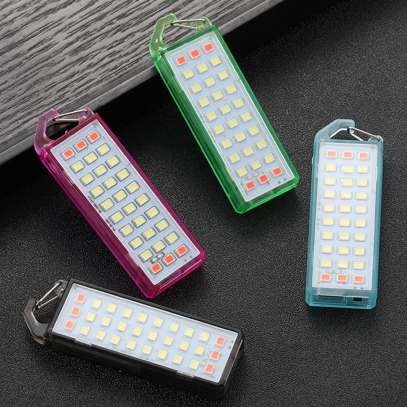 Mini llavero con linterna de 30LED, mochila portátil recargable por Usb, advertencia de seguridad de bolsillo, luz roja para acampar, senderismo, luz de emergencia - imagen 5