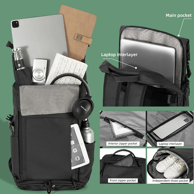 Bolsa de Montañismo para acampar al aire libre, mochila de senderismo y escalada, mochila de viaje multifuncional, mochila escolar de negocios, portátil Pokect - imagen 4