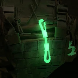 Hebilla de cuerda elástica luminosa, hebilla de doble extremo con botón, cremallera para mochila de Camping táctico, montañismo, decoración de equipo DIY