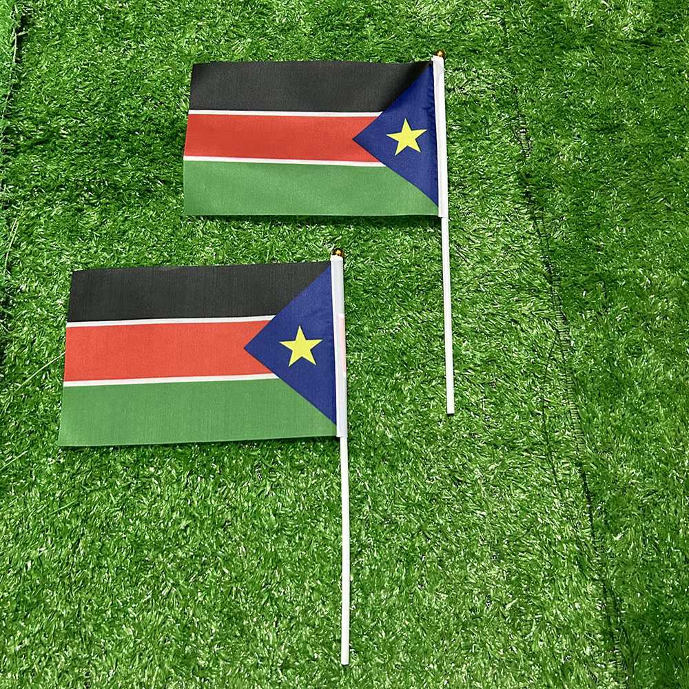 Bandera de mano Sudán del Sur con asta de plástico para deporte - imagen 4