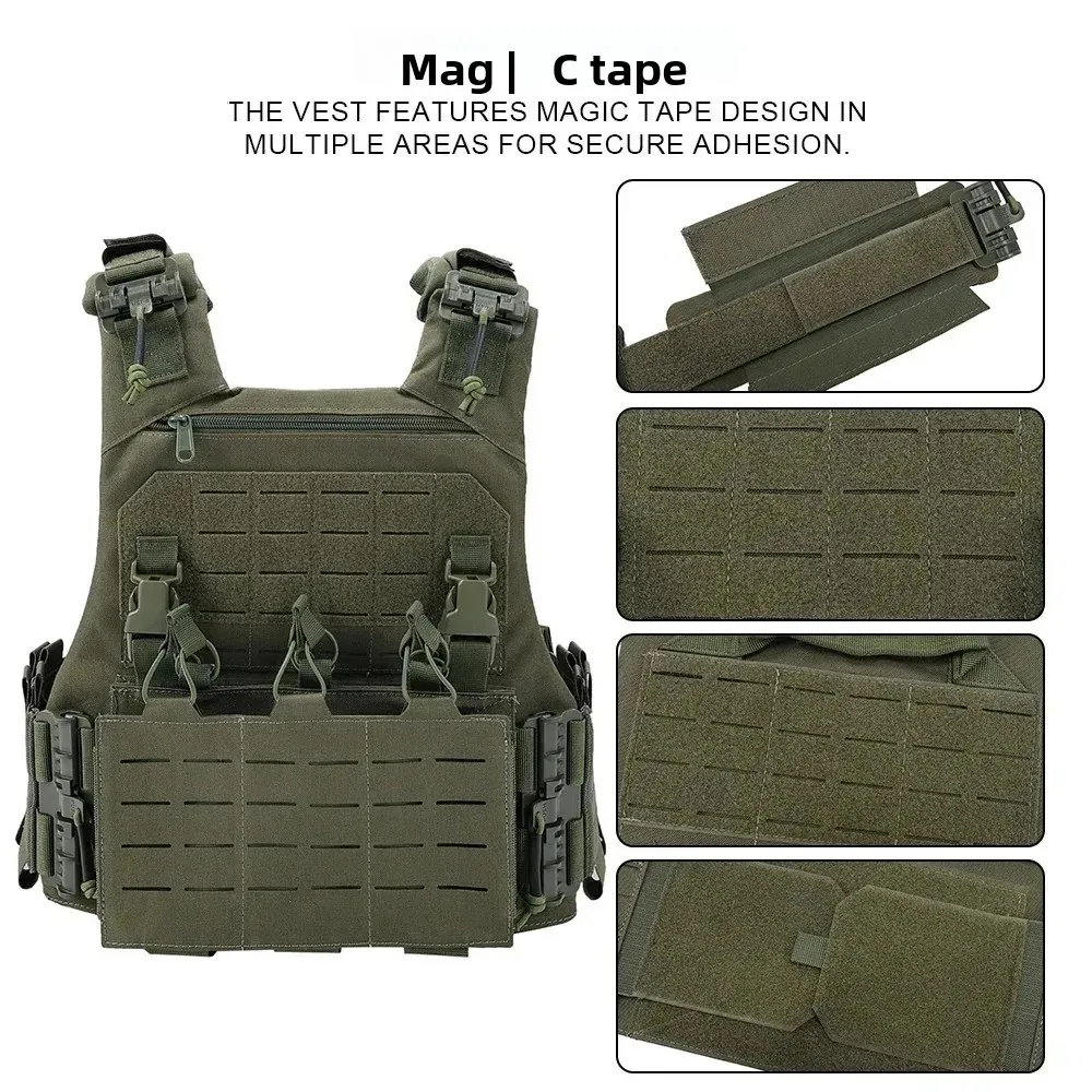 Tactical VCU Vest Lightweight Laser Cut Plate Quick Release Buckle Gear Hunting Plate Carrier With 556 762 Magazine Pouch - imagen 4