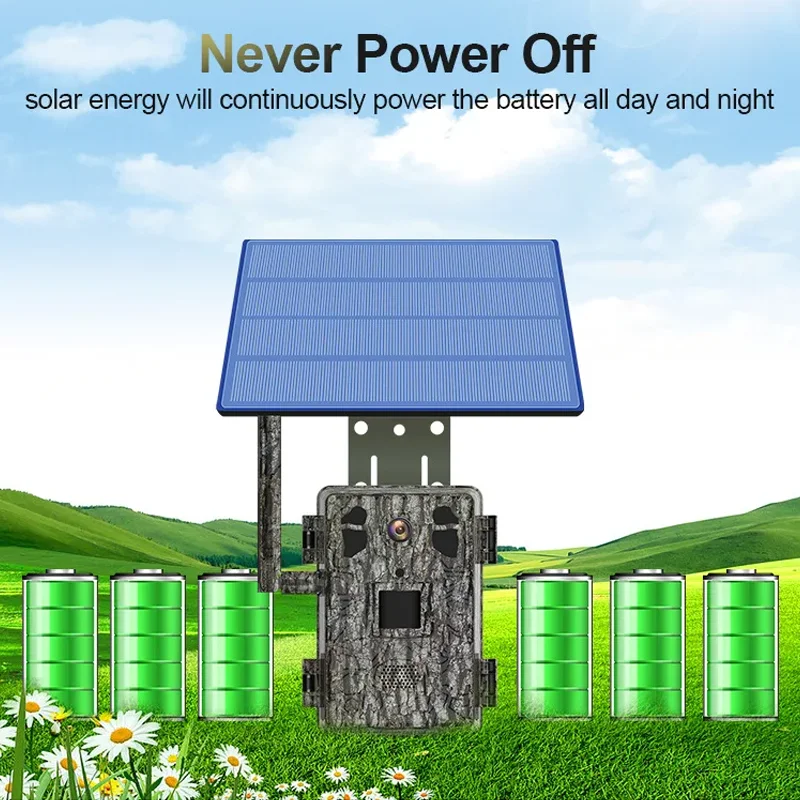 Cámara de caza Solar 4G LTE para vida silvestre, aplicación inalámbrica, visión nocturna infrarroja, Monocular, detección PIR, 2,5 K, 14MP con Panel Solar - imagen 3