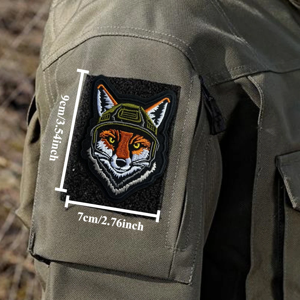 Parche táctico de zorro para casco, parches de gancho y bucle bordados divertidos, insignia de moral militar, brazalete del ejército, pegatinas para mochila - imagen 3