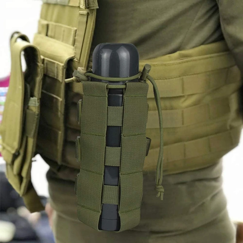 Bolsa táctica Molle para botella de agua, funda con cordón para viaje, senderismo, Camping, ciclismo - imagen 5