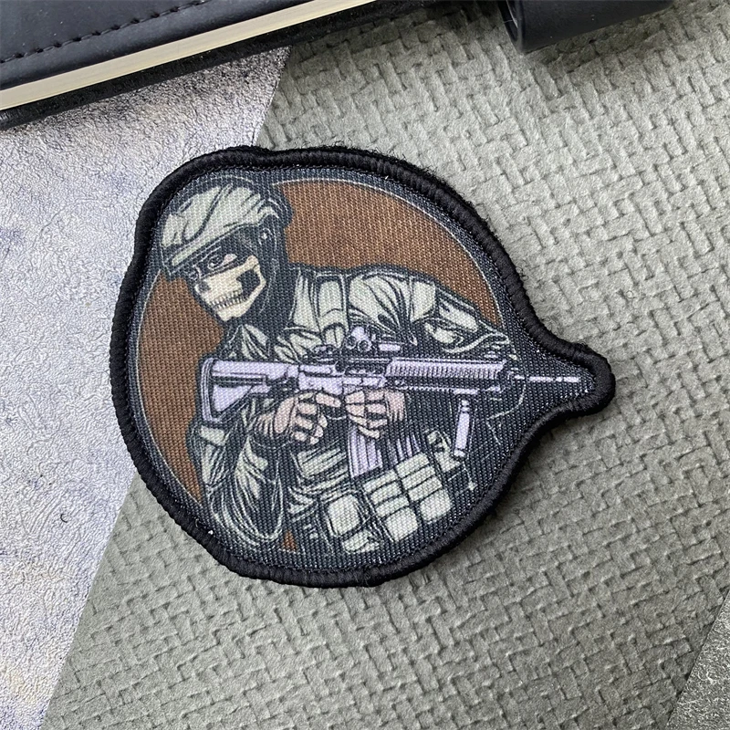 Insignia de moral de calavera de guerrero, parches de tela impresos, brazalete militar táctico, gancho y bucle, ropa, mochila, accesorios, pegatinas - imagen 5