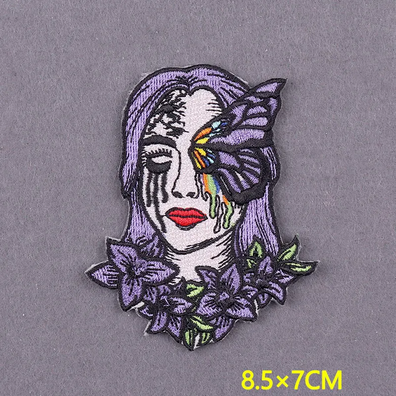 Parches bordados Punk para ropa, rayas Hippie, parches para planchar en la ropa, insignias góticas en la mochila, accesorio de bricolaje - imagen 5