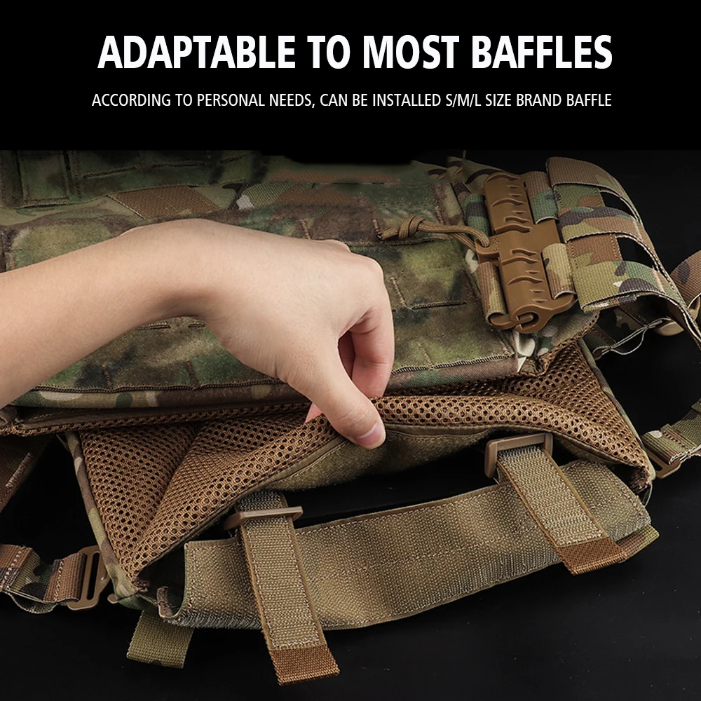 Chaleco táctico K19 Airsoft, chaleco MOLLE de caza con sistema deslizante de liberación rápida, Compatible con placa deflectora S/M/L, nailon 1000D - imagen 5