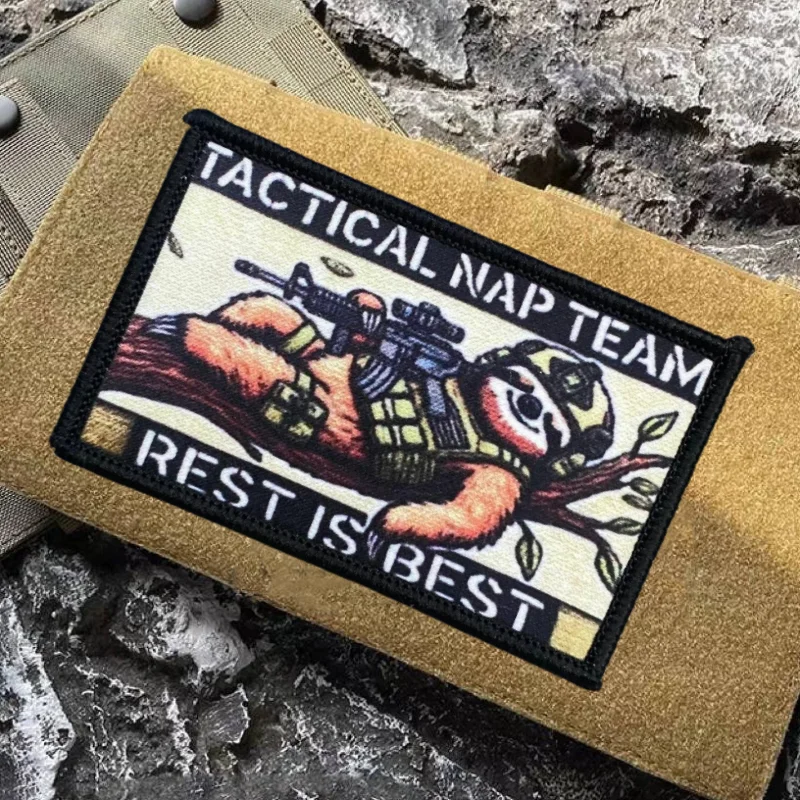 Parche táctico para equipo de siesta, insignia de moral militar divertida con estampado de gancho y bucle, mochila, ropa, accesorios decorativos, pegatina, brazalete - imagen 3