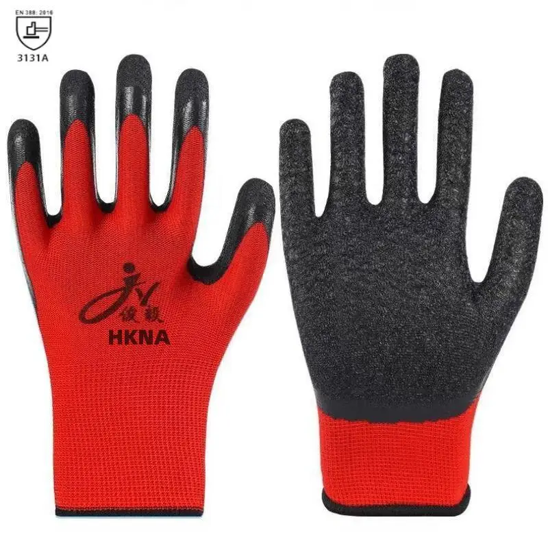 12 pares de guantes de trabajo de seguridad de látex grueso antideslizantes y resistentes al desgaste, guantes recubiertos de palma, guantes de trabajo para maquinaria de jardinería