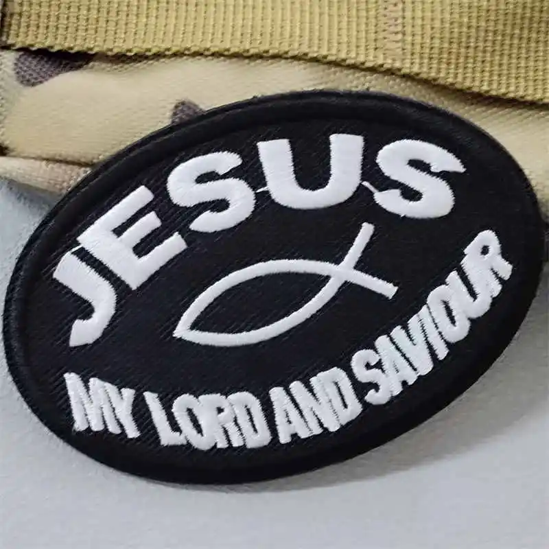 Parche bordado Jesús con gancho y bucle para chaleco táctico - imagen 4