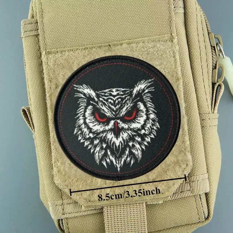 Parche estampado de búho para ropa, insignia de moral táctica, parche militar con gancho, pegatina decorativa para mochila - imagen 3