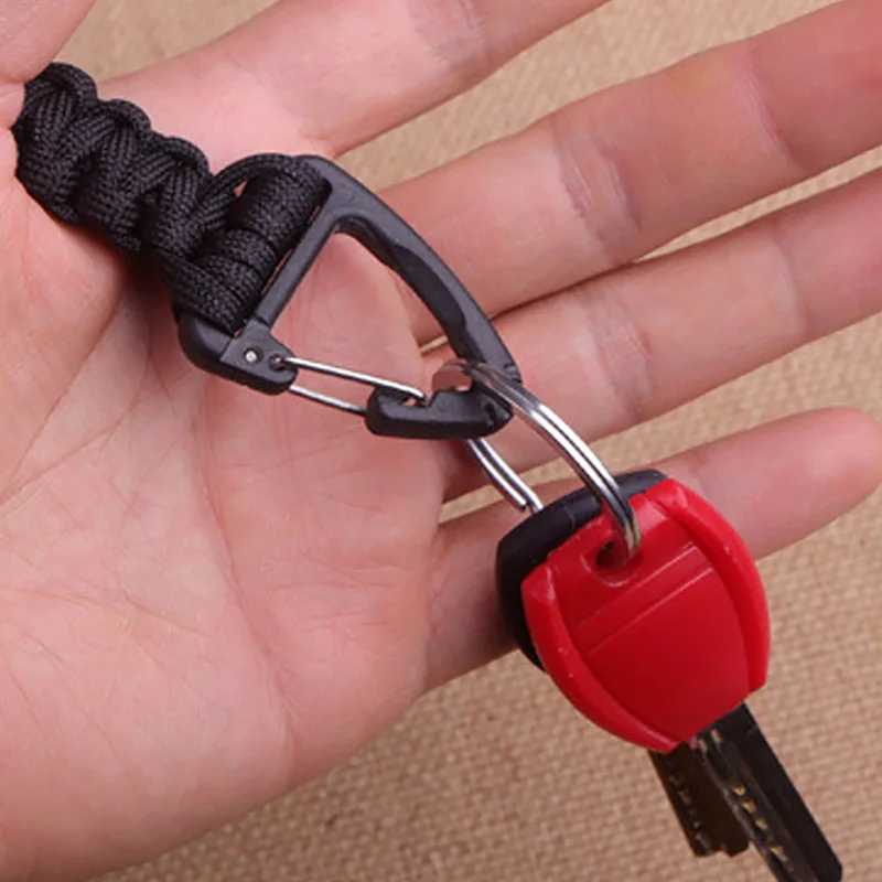 LLavero de Paracord de 20cm, cordón de nailon trenzado militar, hebilla triangular de Metal, mosquetón de cuerda de paracaídas de alta resistencia, 1 Uds. - imagen 5