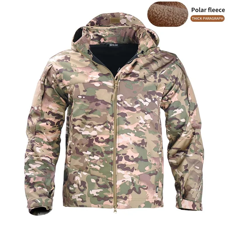 Chaqueta ligera para acampar, abrigo polar de combate Airsoft, chaquetas tácticas, ropa para hombre, cortavientos térmico transpirable de camuflaje