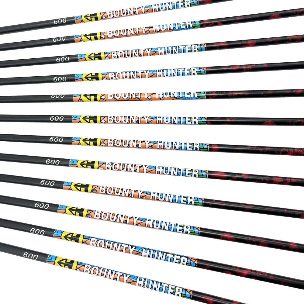 Flecha de carbono puro para tiro con arco, Spine300-800 de 30/32 pulgadas y 6,2mm con paletas de plástico de 2 pulgadas para caza con arco compuesto/recupero, 12 Uds. - imagen 2
