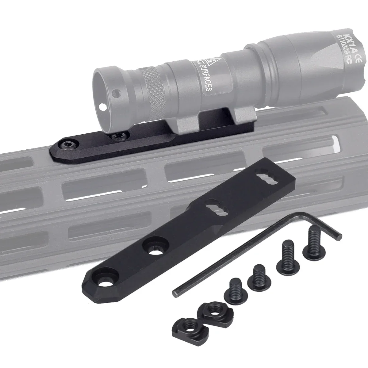Montaje compensado táctico Metal Surefire M300 M600 linterna M LOK KEYMOD Base Airsoft ARIS serie 20mm Rail SF caza explorador luz - imagen 5