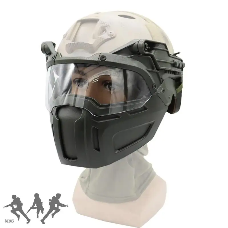 Paintball Airsoft media máscara protección casco riel y visera Flip Up gafas para casco táctico rápido - imagen 5