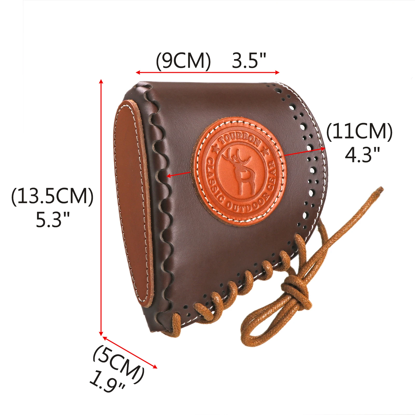 Tourbon Funda de cuero para pistola de caza, cubierta de retroceso, extensión, elevador de reposapiés con inserciones, Almohadillas protectoras, color marrón - imagen 4