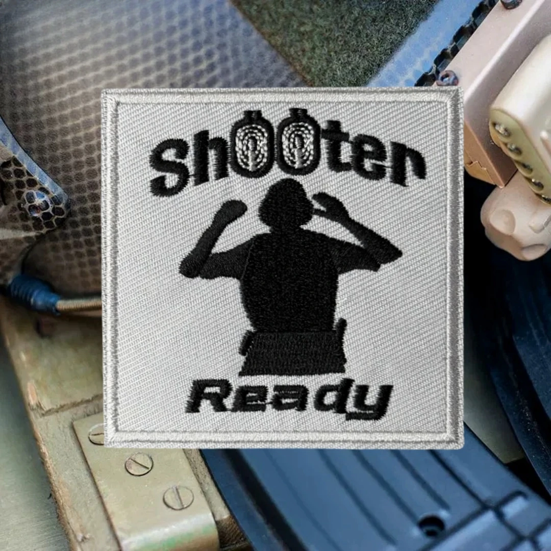 Parche listo para tirador, insignia de moral táctica, parches bordados con gancho para ropa, pegatina de equipo militar - imagen 3