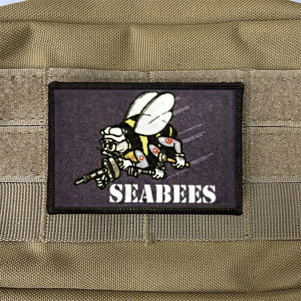 Parches de insignia de moral con logotipo marino, brazalete táctico, pegatinas impresas de gancho y bucle, mochila - imagen 3