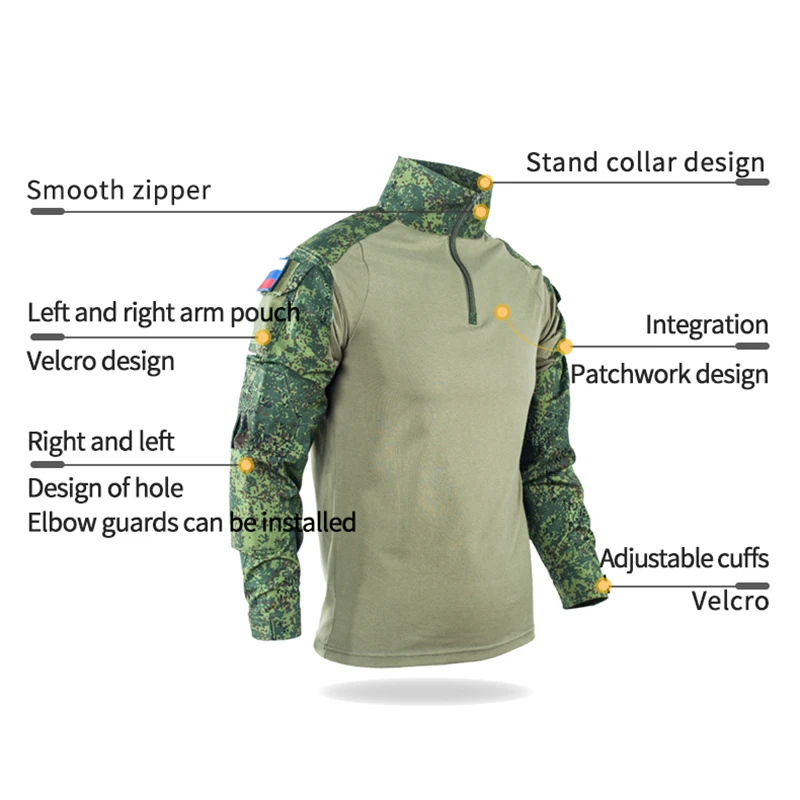 HAN WILD-Camiseta táctica CAMO, ropa de escalada, uniforme, camisetas de caza, camisa de combate resistente al desgaste, pantalones Cargo, rodilleras - imagen 2