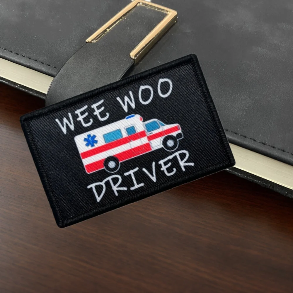 Wee Woo-parches de conductor de ambulancia EMT, insignia de moral con estampado divertido, parche extraíble con respaldo de gancho y bucle - imagen 5