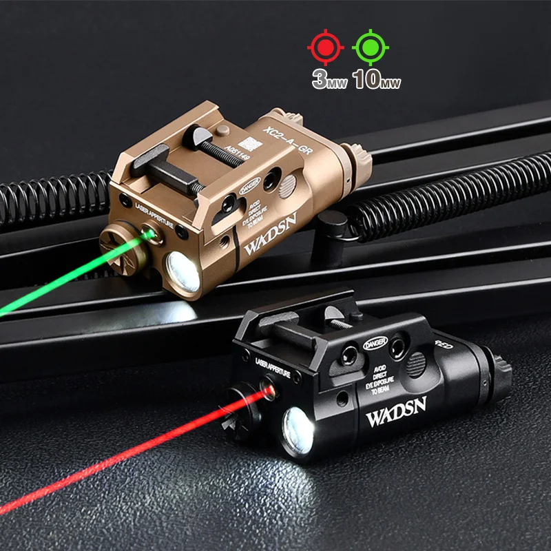 WADSN-linterna táctica de Metal XC2 para explorador, mira de punto rojo, láser verde G17 G19, accesorios Airsoft aptos para riel Picatinny de 20mm